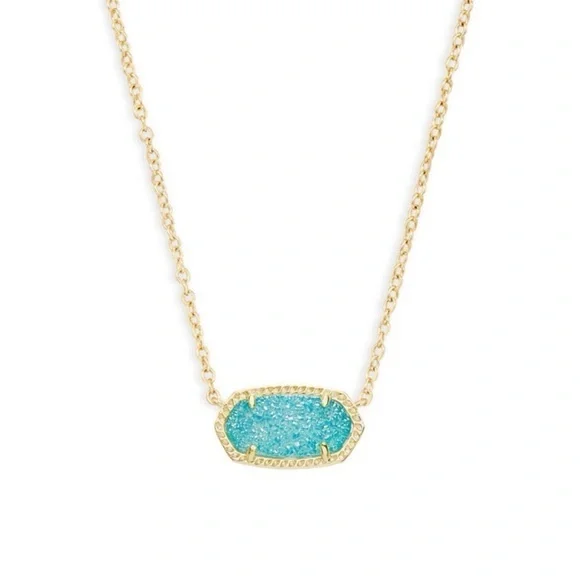 Kendra Scott Elisa Necklace in Teal Druzy Gold Tone - Picture 1 of 7